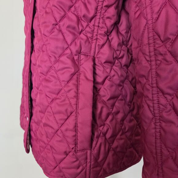 EUC LL Bean Women's M Quilted Lined Long Sleeve Snap Front Jacket Burgundy - Picture 8 of 16